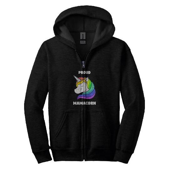 Unicorn Pet Proud Mamacorn Rainbow Flag Cute Unicorn Art Gay Pride Month Zip Hoodies