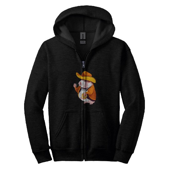 Hamster Pet Cowboy Funny and Cool Animal Lover Design Zip Hoodies