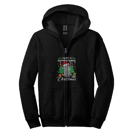 Hippo Pet I Want A Hippopotamus For Christmas xmass Hippo Pajamas 2 Zip Hoodies