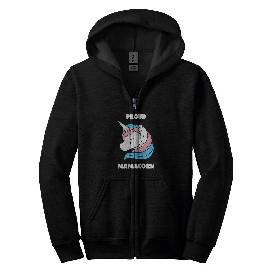 Unicorn Pet Proud Mamacorn Trans Flag Unicorn Transgender Pride Month Zip Hoodies