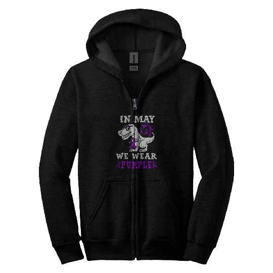 Dinosaur Pet In May We Wear Purple Ribbon T rexs Dinosaurs Lupus Awareness Zip Hoodies