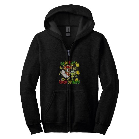 Chicken Pet Happy Cinco De Mayo Cute Chicken Sombrero Drinking Margarita Zip Hoodies