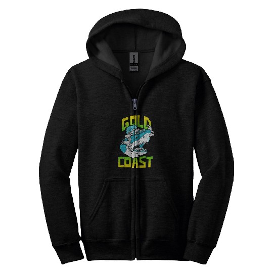 Shark Pet Gold Coast Australia Surf Paradise Graphic Zip Hoodies
