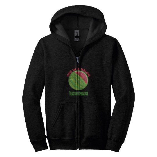 Tractor Fun driving One in a Melon Tractor Operator Watermelon Retirement Zip Hoodies