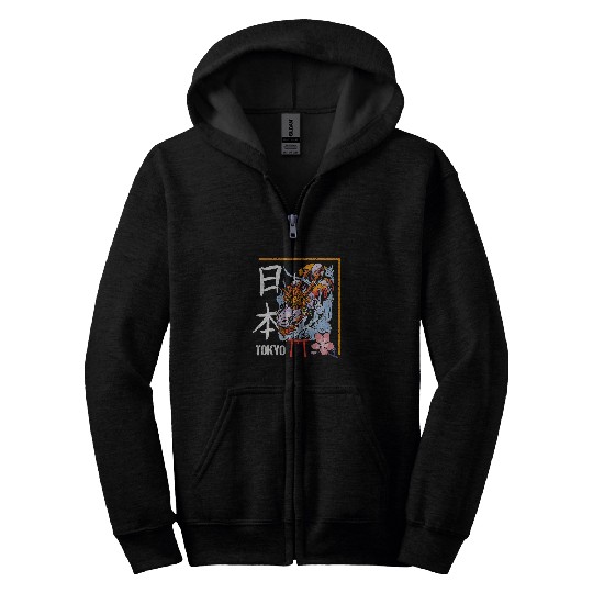 Dragon Pet Asian Blue Purple Dragon Tokyo Temple Fantasy Halloween Zip Hoodies
