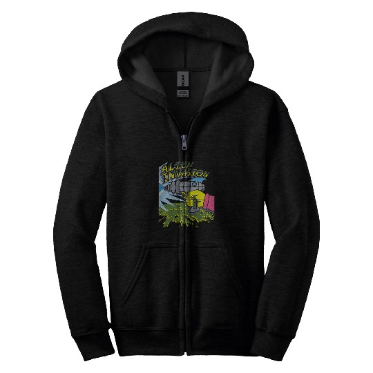 Aliens UFO Invasion 50s SciFi Abduction Extraterrestrial Zip Hoodies