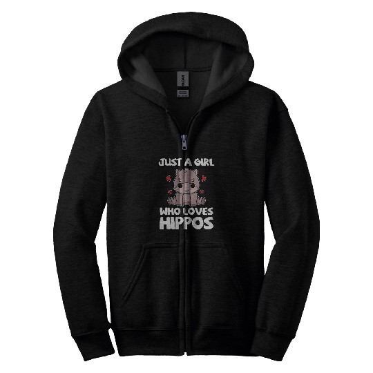 Hippo Pet Just A Girl Who Loves Hippos Cute Hippopotamus Hippo Costume Zip Hoodies