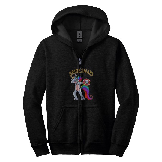 Unicorn Pet Bridesmaid Hen Party Unicorn Bridesmaid Zip Hoodies