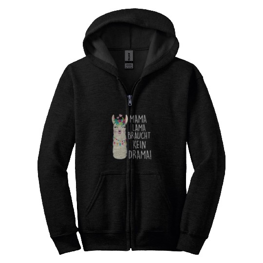Llama Pet Mama Lama Does Not Need Drama Mother Daughter Mothers Day Alpaca Zip Hoodies