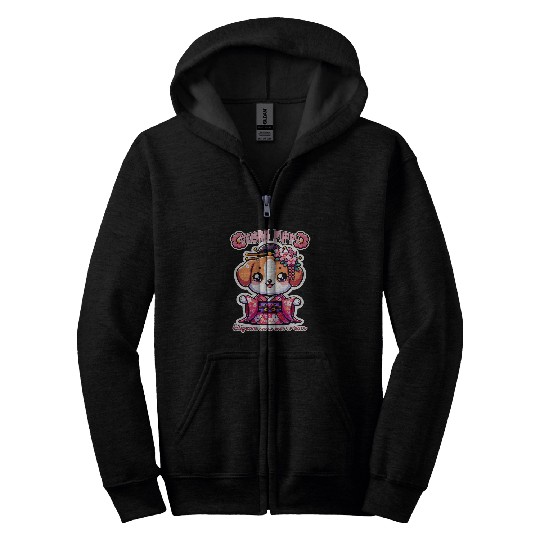 Sakura Cherry Blossom 2Geisha Puppy four Paws 2Geisha Dog Zip Hoodies