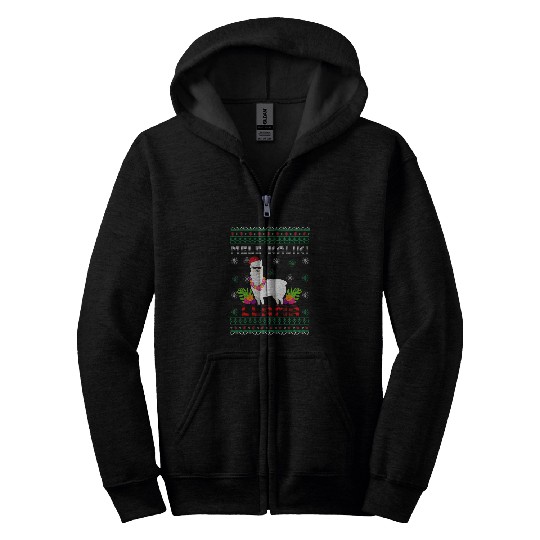 Llama Pet Mele Kalikimaka Hawaiian Christmas Funny Llama xmass Zip Hoodies