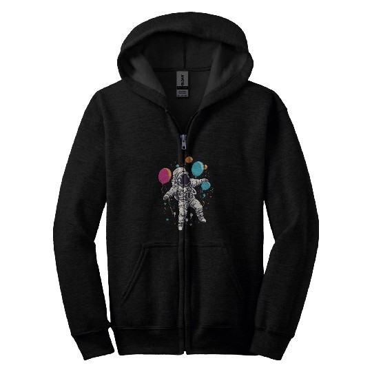 Astronaut holding Planets Balloons Solar System Space Lover 21 Zip Hoodies