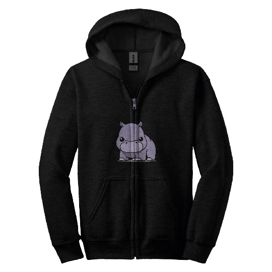 Hippo Pet Chibi Kawaii Hippopotamus Hippo Safari Animal Lover Zip Hoodies