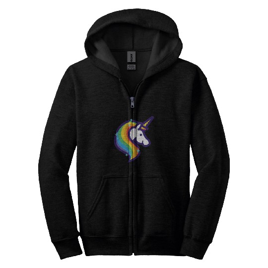 Unicorn Pet Rainbow Striped Kidcore Aesthetic Clothes E Girl Zip Hoodies