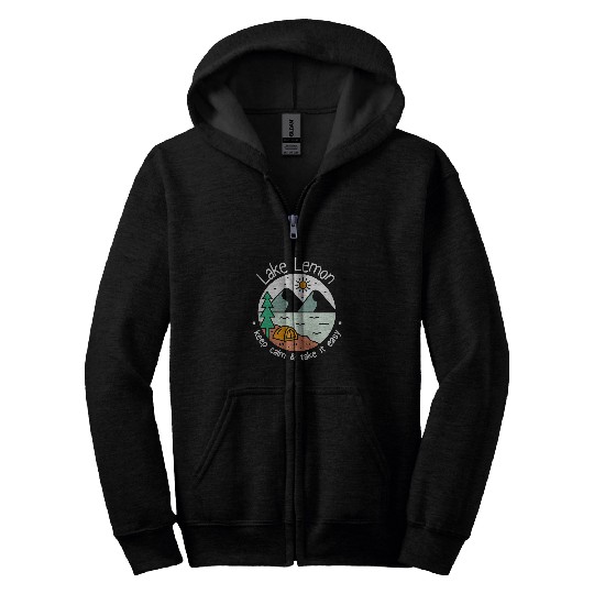 Fishing Fun Camping Camp Fishing Boating Camping Take It Easy Lake Lemon Zip Hoodies
