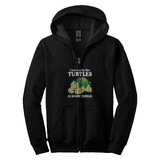 Turtle Pet I Like Turtles I Know Things Cute Water Turtle Sea Animal 73 Zip Hoodies