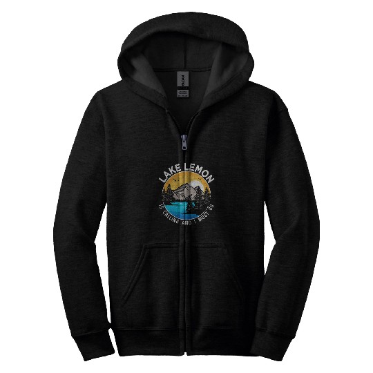 Fishing Fun Camping Camp Fishing Boating Camping Lakeview Lake Lemon Zip Hoodies