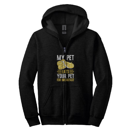 Python Pet Banana Ball Python My Pet Eats Your Pet For Breakfast Zip Hoodies