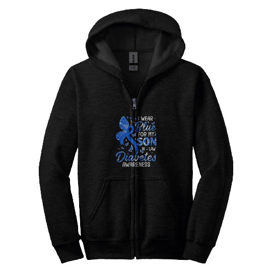 diabetess Ribbon I Wear Blue For Son In Law diabetess Awareness Family Kids 27 Zip Hoodies