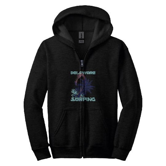Flamingo Pet Delaware Palm trees Vacation Ocean Zip Hoodies