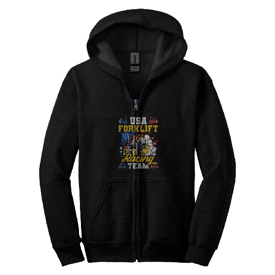 Forklift Fun USA Forklift Racing Team Forklift Operator Zip Hoodies