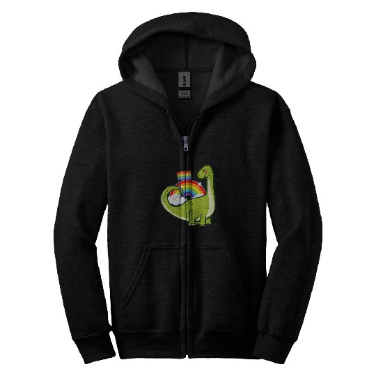Dinosaur Pet LGBT Gay Lesbian Pride Love Rainbow Brontosaurus Zip Hoodies