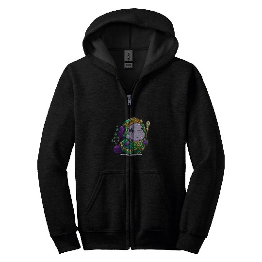 Manatee Pet Mardi Gras King Queen Zip Hoodies