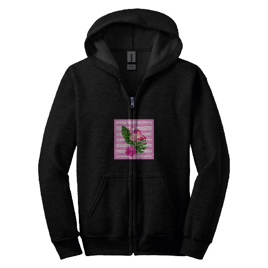 Flamingo Pet Polka Dots Stripes Floral Art Graphic Hibiscus Zip Hoodies