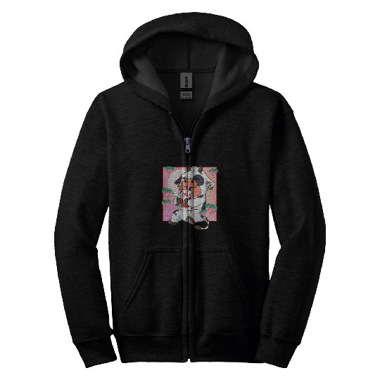 Cow Pet Kawaii Cow Strawberry Milk Zip Hoodies