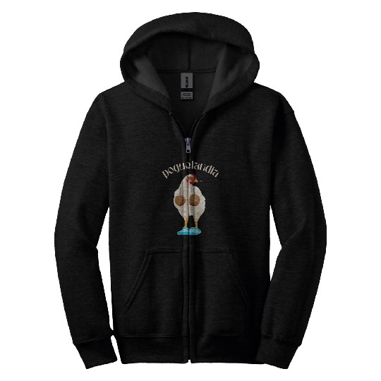 Chicken Pet poguelandia chicken in coconut bra Zip Hoodies