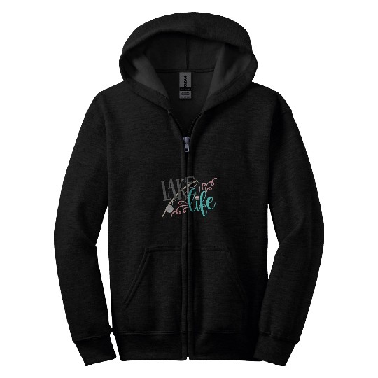 Fishing Fun Feminine Girly Lake Life Fishing and Camping Zip Hoodies