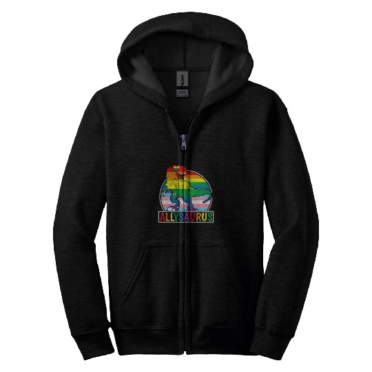 Dinosaur Pet LGBT Allysaurus Rainbow Dinosaur T rexs LGBT Gay Lesbian Pride 1 Zip Hoodies