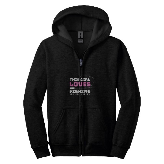 Fishing Fun Fathers Day This Girl Loves Fishing Rod Zip Hoodies