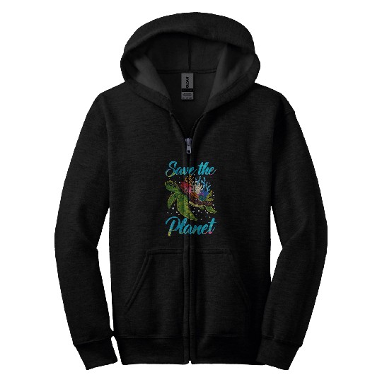 Turtle Pet Save The Planet Earth Day Planet Environment Zip Hoodies