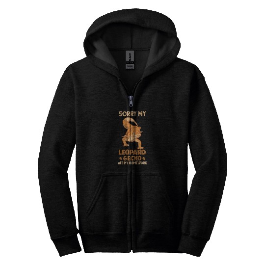 Gecko Pet homeswork Eating Excuse Lizard Reptile Lover Zip Hoodies