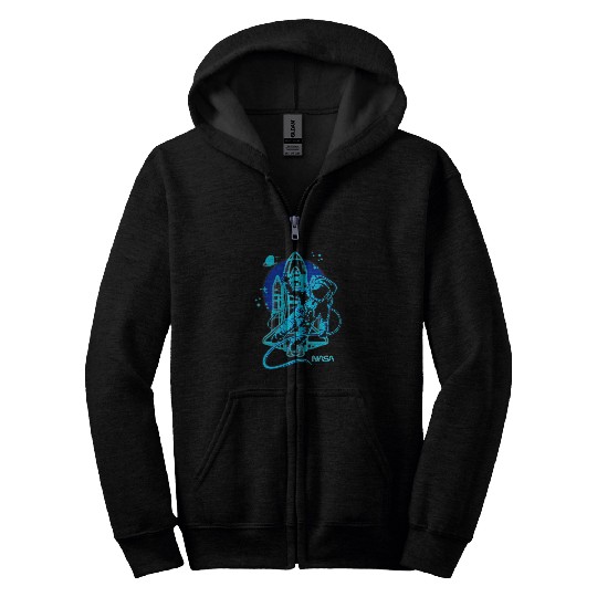 NASA vintages Retro Neon Glow Astronaut Space Walk Poster Zip Hoodies