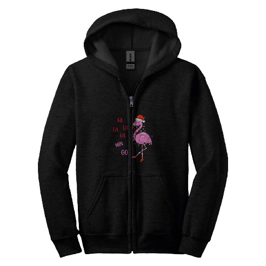 Flamingo Pet Fa La La Mingo Christmas Flamingo Tree Lights Santa Flamingo 39 Zip Hoodies