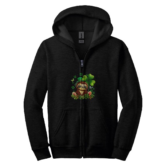 Sloth Pet Gift Funny St Patricks Day Sloth Green  Shamrock Zip Hoodies