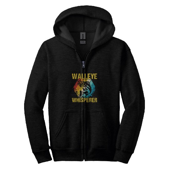 Fishing Fun Walleye Fishing Fish Walleye Whisperer Funny Fishing Zip Hoodies