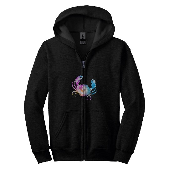 Fishing Fun Colorful Crab Fishing Hunting Animal Crustaceans Zip Hoodies