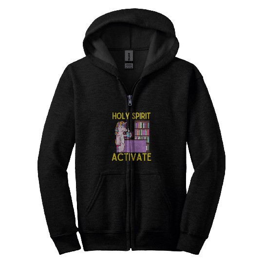 Unicorn Pet Holy Spirit Activate Librarian Fun Unicorn Coffee Zip Hoodies