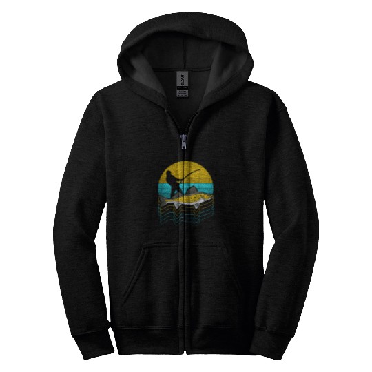 Fishing Fun Walleye Fishing Retro Freshwater Fish Fisherman Angler Zip Hoodies