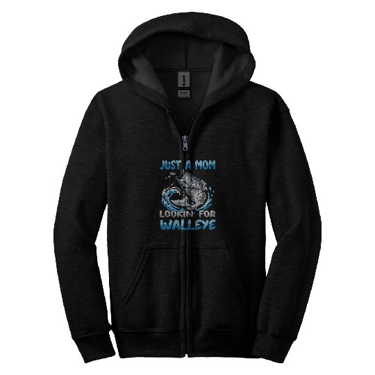Fishing Fun Just a mom looking for walleye lake erie walleye fishing Zip Hoodies