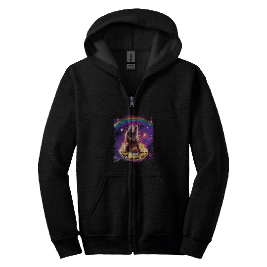 Sloth Pet Space Cat Llama Sloth Riding Nachos Zip Hoodies