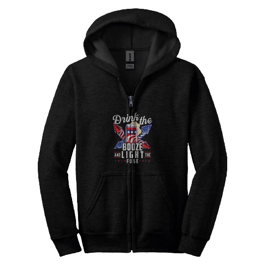 Beer Fun 4th July Beer and Fireworks Design Zip Hoodies