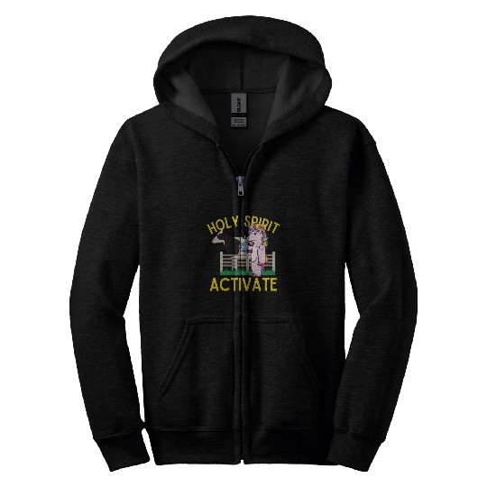 Unicorn Pet Holy Spirit Activate Farming Fun Unicorn Coffee Zip Hoodies