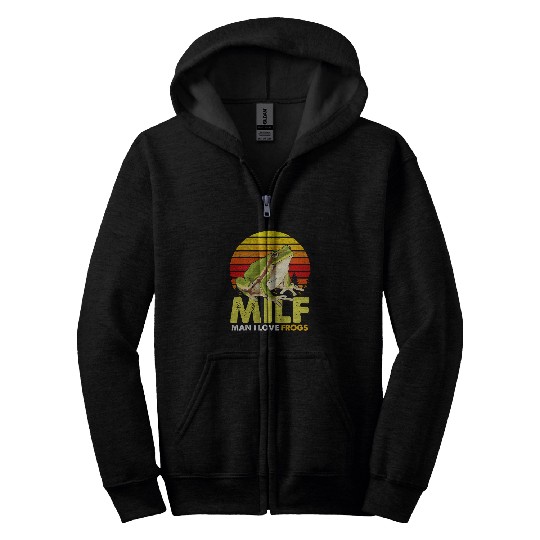 Frog Pet MILF Man I Love Frogs Funny Saying Frog Lovers Zip Hoodies