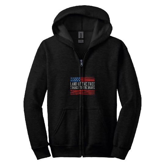 Land Of The frees Thanks To The Brave Usa Flag Memorial Day Zip Hoodies
