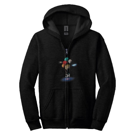 Astronaut Job holding Planet Balloons Solar System space 8 Zip Hoodies