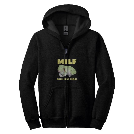 Frog Pet Man I Love Frogs Funny MILF Pun Zip Hoodies